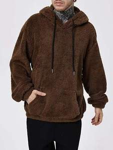 Sudadera con Capucha para Hombre, Forrada, Tejida, Transpirable, de Color Sólido, Lana de Cordero, Cálida para Invierno, con Logotipo Personalizado, Venta al Por Mayor - Product Image 2
