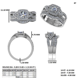 925 <b>Sterling</b> <b>Silver</b> Moissanite Engagement <b>Ring</b> Halo Bridal Wedding Band for Women Prong <b>Set</b> Round Cut Gold Tone - Product Image 6