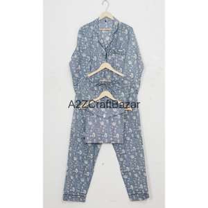 Vêtements de détente romantiques à fleurs pour femmes et hommes, en coton 100% pur de haute qualité, pour les vacances d'hiver, vente en gros, livraison directe d'usine, pyjama - Product Image 1