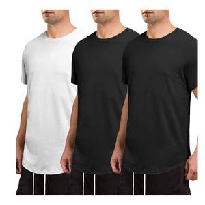 Camiseta de Hombre al por Mayor con Dobladillo Curvo, Cuello Redondo, Lisa, Informal, Transpirable, Mezcla de Algodón, Estilo Urbano de Verano, Logotipo Personalizado - Product Image 2