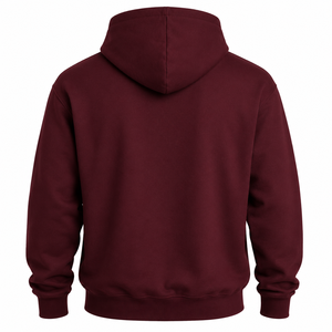 Sweat-shirt à capuche pour homme en polyester et coton, couleur bordeaux, avec logo imprimé sur le devant et poche kangourou, vêtement décontracté - Product Image 2