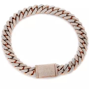 Chaîne cubaine personnalisée en or blanc 14K/18K entièrement sertie de diamants Moissanite, bijoux Hip Hop, cadeau de mariage pour homme en rhodium - Product Image 1