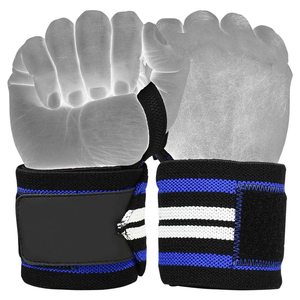 สายรัดข้อมือปรับได้ สีดำ น้ำเงิน ขาว ลายทาง ทำจากนีโอพรีน ปิดด้วยแถบตีนตุ๊กแก สำหรับยกน้ำหนัก ฝึกความแข็งแรง ใช้ได้ทั้งชายและหญิง - Product Image 5