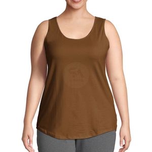 เสื้อกล้ามสีน้ำตาลไซส์ใหญ่สำหรับผู้หญิง แขนกุด คอกว้าง ผ้าคอตตอนผสม ใส่สบายๆ ในฤดูร้อน เหมาะสำหรับใส่เป็นเสื้อซ้อนๆ ผลิตตามสั่ง - Product Image 1