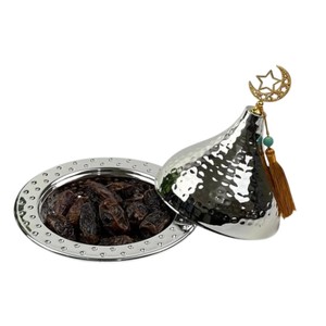 Handmade Arabic Date Bowl With <b>Lid</b> And Premium Metal Khajoor <b>Pot</b> For Ramadan Iftar Party & Luxury Islamic Home Decor Gift - Product Image 5
