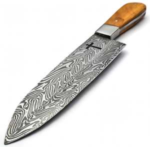 Cuchillo de Cocina Artesanal de Acero de Damasco con Mango de Madera de Miel - Product Image 2