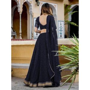 Lehenga choli สีดำพิมพ์ลาย Georgette สวยงาม - Product Image 4