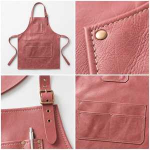 Mejor delantal de cuero para cocinar, delantal de cuero PU rosa vintage de cuero auténtico para cocinar - Product Image 5
