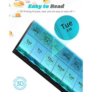 Portapillole Settimanale Extra Large per 7 Giorni, 2 Volte al Giorno, Contenitore AM PM XL per Medicinali di Grandi Dimensioni - Product Image 3