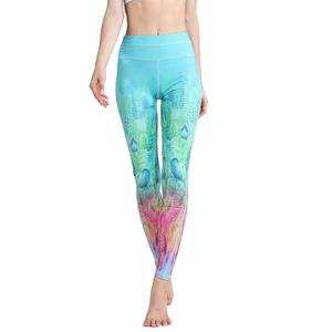 Pantalones de Yoga con Estampado a Color, Leggings Deportivos de Cintura Alta con Control de Abdomen, Fitness, Elásticos en Cuatro Direcciones, Spandex/Nylon, Secado Rápido, Transpirables - Product Image 6