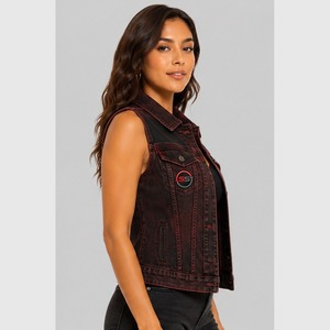 Chaleco Vaquero Ajustado para Mujer con Cierre de Botones Clásico, Chaqueta sin Mangas para Combinar en Capas, Ropa Casual de Calle y Actividades al Aire Libre - Product Image 5
