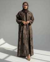 Nisamodest – Ensemble Abaya et Hijab décontracté d'été pour femme musulmane, élégant, grande taille, en polyester et mousseline, deux pièces, col montant, manches longues