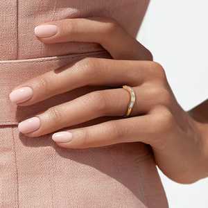 Nuevo Anillo Apilable de Diamantes Cultivados en Laboratorio de Oro Amarillo Sólido de 14k, Anillo de Compromiso y Boda Único con Eternidad Completa de Baguettes Delicadas - Product Image 2