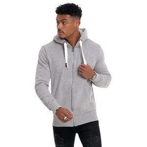 Mens Slim Fit Full Zip Hoodie Cotton Fleece Hooded Sweatshirt Casual Zip Up Jacket Lightweight Streetwear Custom Logo Hoodie - Product Image 4