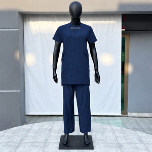 Ensemble de blouses et pantalons d'hôpital REDDITO unisexe, bleu marine, en coton et polyester, tissu tissé, manches courtes - Product Image 1