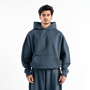 Sweat à capuche personnalisé en molleton de coton 350 GSM, coupe décontractée, épaules tombantes, pour les propriétaires de boutiques, style streetwear - Product Image 1
