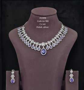 12436Red Oval Cubic Zirconia <b>Necklace</b> and Earring <b>Set</b> <b>Silver</b> Mehandi Tone Fashion Jewelry <b>Set</b> for Wedding Party Gift Wear - Product Image 3