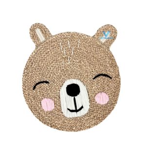 Handmade <b>Rustic</b> Round Striped Seagrass <b>Rug</b> for Baby Kids Nursery Bedroom Playroom Floor Decor - Product Image 1