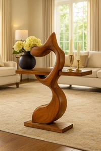 Table console en bois rustique, design inspiré du bois naturel, fabrication artisanale, décoration unique pour l'entrée, meuble en bois massif sur mesure, cadeau - Product Image 2