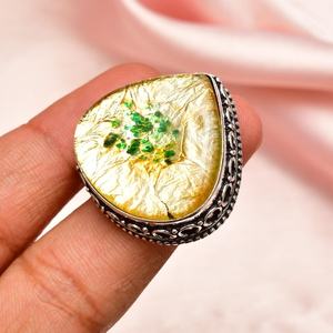 Anillo dicroico hecho a mano de plata de ley con piedras preciosas, tamaño 6, anillo elegante de lujo, regalo para mujer, joyería fina - Product Image 2