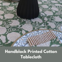 Nappe de table en coton Sanganeri imprimée au bloc, faite à la main, motif floral indien, écologique, anti-poussière, pour la maison moderne