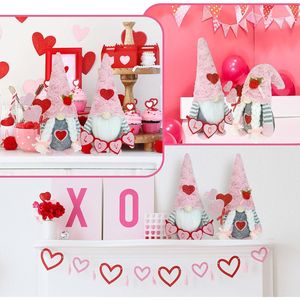 Gnomi Tomte Scandinavi Rosa per San Valentino, Decorazione per Vassoio a Più Livelli, Ornamenti per la Casa, Giocattoli in Peluche per le Festività - Product Image 3