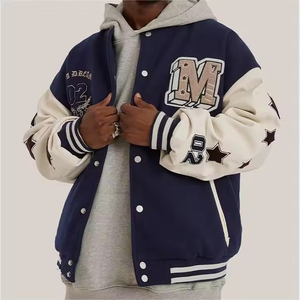 Custom Vintage Patchwork Varsity Jacket OEM Waterproof <b>Reversible</b> Embroidered Letterman Jacket Unisex Baseball Bomber <b>Coat</b> - Product Image 1