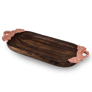 Plateau de service artisanal en bois de manguier naturel de qualité supérieure pour la décoration de table de dîner, de cuisine ou de restaurant, ou comme plateau à nourriture - Product Image 1