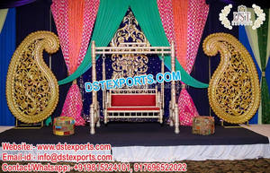 Siège de mariée de mariage pakistanais pour Heena décor de nuit musulman Walima Heena scène de fête siège de mariée dernier siège de mariée pour Mehandi - Product Image 6