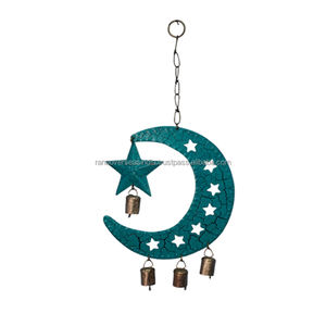 กระดิ่งลมโลหะรูปดวงจันทร์และดาวติดผนังพร้อมกระดิ่งสำหรับตกแต่งบ้าน - Product Image 1