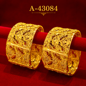 Traditional Trendy Women's Gold Plated Zinc Alloy Zircon <b>Engraved</b> <b>Bangles</b> | Indian Wedding Party Fashion Jewelry Third Party - Product Image 2