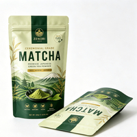Emballage personnalisé pour matcha, sachet de poudre de matcha en plastique PE de qualité alimentaire, avec logo, impression numérique, faible MOQ