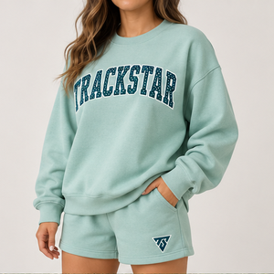 Women's Mint Polka Letter Crew Neck 2-Piece <b>Shorts</b> <b>Set</b> Custom Casual Sportswear - Product Image 3