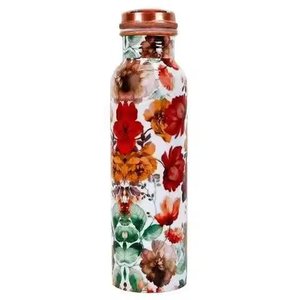 Bouteille en cuivre à imprimé floral coloré, design élégant, isolation thermique, écologique, idéale pour les maisons modernes, pour une boisson saine et élégante - Product Image 1