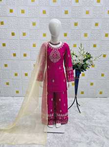 Salwar Kameez para niñas musulmanas con encaje bordado, elegante traje para Eid, festivales, bodas y fiestas. - Product Image 4