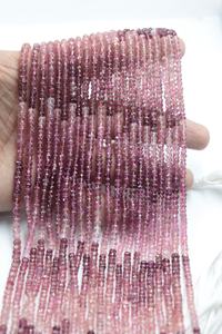 Cuentas facetadas de turmalina rosa AAA de 3-4 mm, 16 pulgadas, cuentas redondas para la fabricación de joyería, cuentas al por mayor - Product Image 4