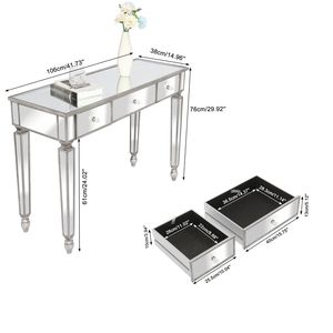 Consolle con Specchio e Tre Cassetti, Tavolo da Toeletta - Product Image 4