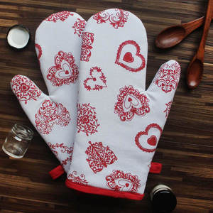 Wholesale Cotton Double Oven Mitts for <b>Cooking</b> Baking with Custom Logo and Design - Product Image 4