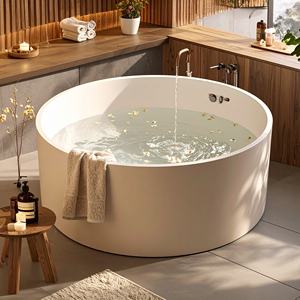 Salle de bain moderne Firefly au design minimaliste, mur élégant, baignoire de même composition - Product Image 1