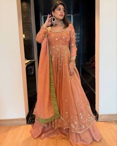 LAHENGA <b>TOP</b> DUPATTA STAR GEORGETTE 3 MM SEQUNCE ZARI THREAD EMBROIDERY WORK SUIT LONG SLEEVE ALL SEASONS VISHNU K DESIGNS - Product Image 1