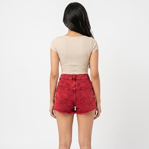 Shorts délavés à l'acide pour femmes, tendance, offrant un tissu doux, une grande flexibilité et un look branché, parfaits pour une tenue décontractée estivale. - Product Image 5