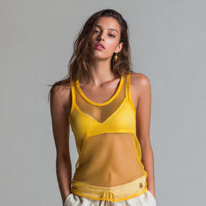 Camiseta sin mangas de malla transparente de alta calidad para mujer, 100% poliéster, de secado rápido y transpirable. - Product Image 2