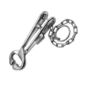 Stainless Steel Cattle Leader Bull Cow <b>Nose</b> <b>Ring</b> Holder Pliers with Long Chain Customized Logo Design Veterinary Livestock - Product Image 5