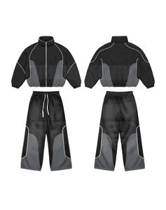 Survêtement 2 pièces 2026 : Pantalon et veste à capuche 100 % nylon avec logo DTF, lignes réfléchissantes en maille intérieure, coupe-vent - Product Image 3