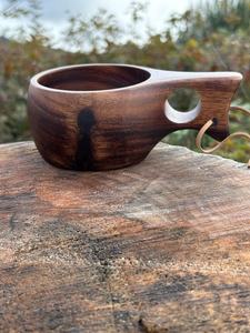 Handmade Wooden Tea <b>Cup</b> Round Shape Minimalist Design With Handle Natural Finish Rustic Drinkware - Product Image 6