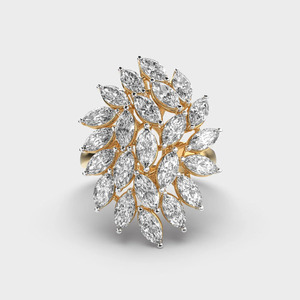 Yellow Gold Marquise Leaf Lab Grown Diamond <b>Statement</b> <b>Ring</b> - Product Image 2