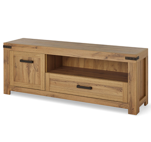 Moderno y Lujoso Soporte de TV Rústico de Madera Maciza con Cajón de Almacenamiento y Gabinete para Sala de Estar, Montaje en Suelo, 50-54 Pulgadas - Product Image 2