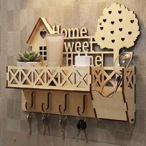 ที่แขวนกุญแจไม้ติดผนังลาย 'Home Sweet Home' สำหรับตกแต่งทางเข้าบ้าน - Product Image 2