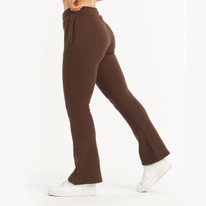Pantalon large en molleton bleu marine pour femme, taille élastique, coupe ample, longueur intégrale, décontracté, pour l'automne, couleur unie, en maille - Product Image 2
