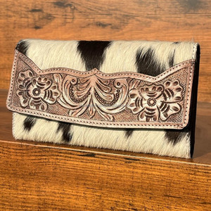 คลัทช์หนังขนสัตว์สไตล์ตะวันตกสำหรับผู้หญิงสีน้ำตาลกระเป๋าสตางค์ที่ไม่ซ้ำใครดีไซน์แฟชั่นวินเทจ - Product Image 2